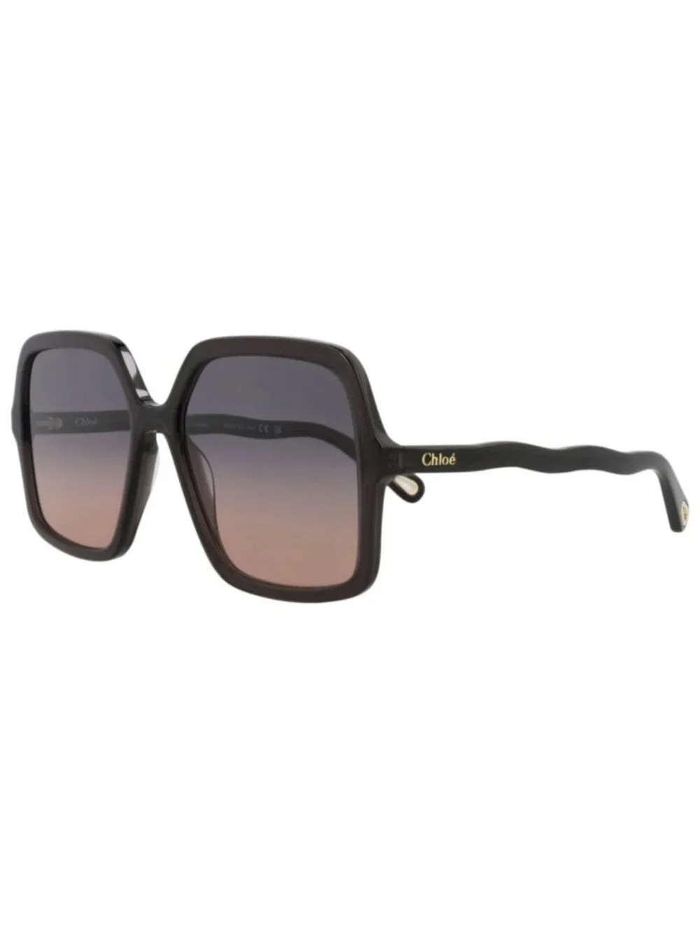 New Chloé Women's Sunglasses Square Rectangle Bio Acetate Frame Grey Grey Blue